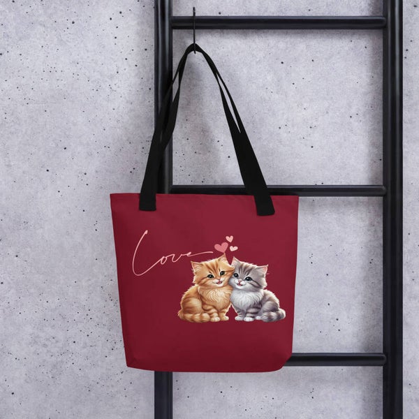 Love Rote Tasche "Verliebte Katzen"