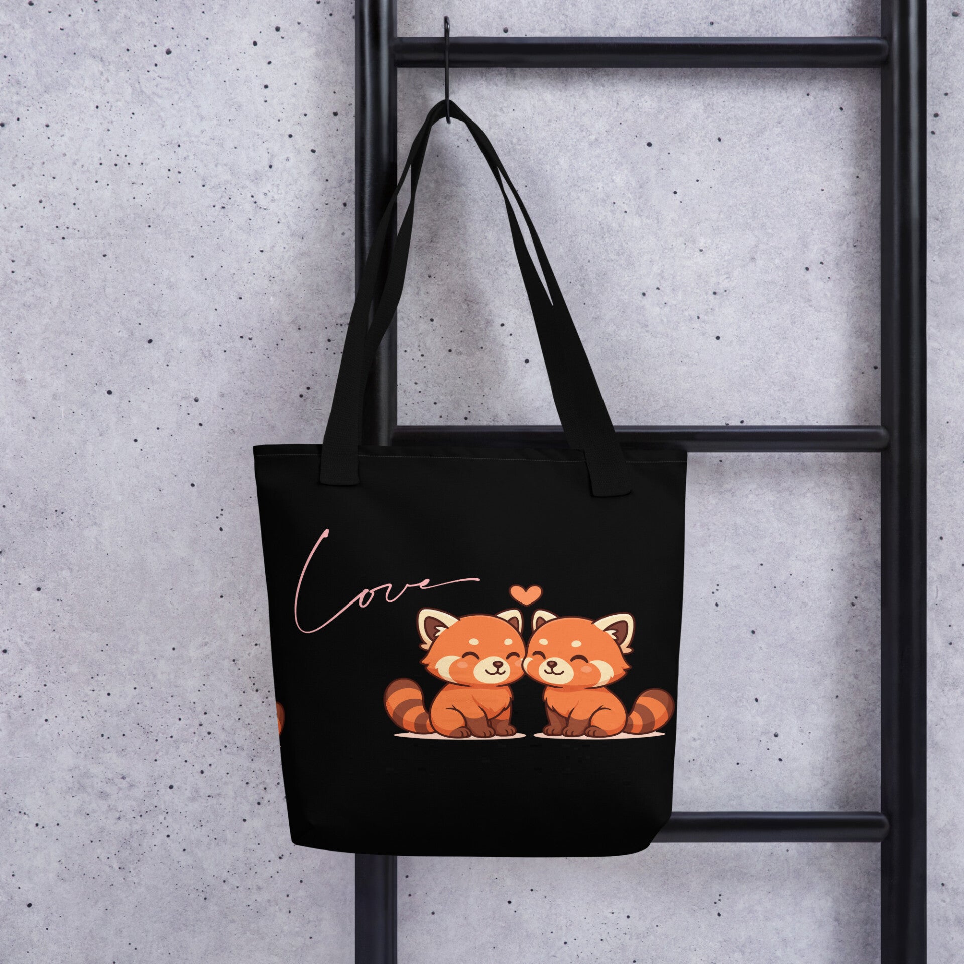 Love Schwarze Tasche "Verliebte rote Pandas"