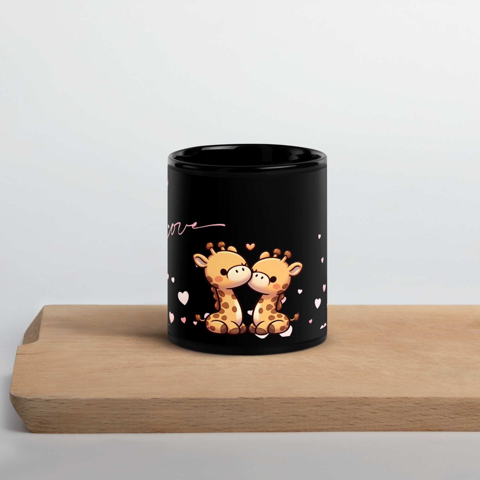 Love Schwarze Tasse "Verliebte Giraffen"