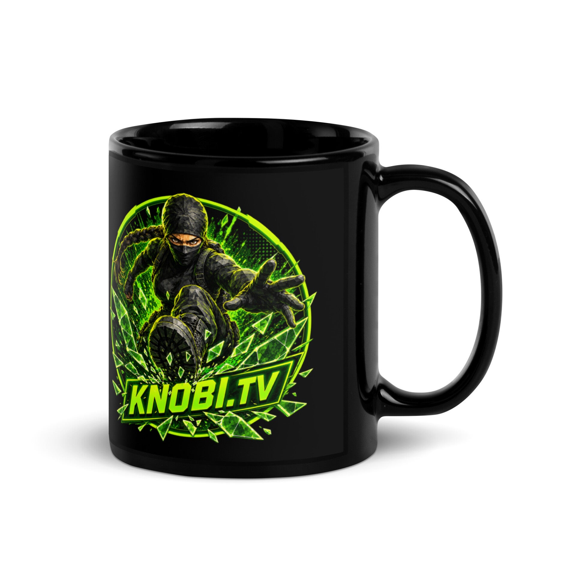Knobi.TV Tasse schwarz Lara Kick