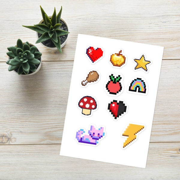 Gaming Stickerbogen PixelArt 21 x 14,8cm