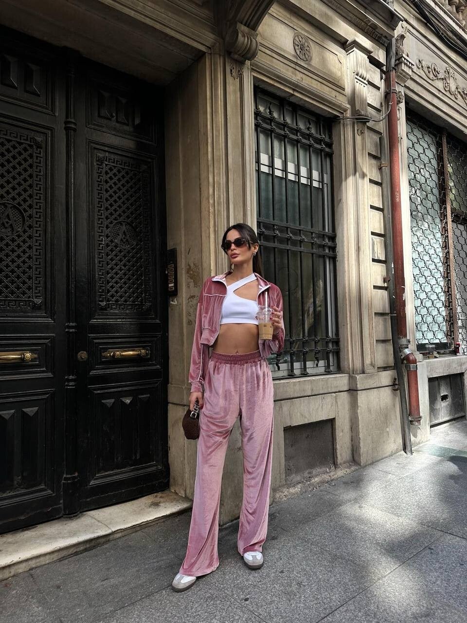 Sobe fluwelen pak roze