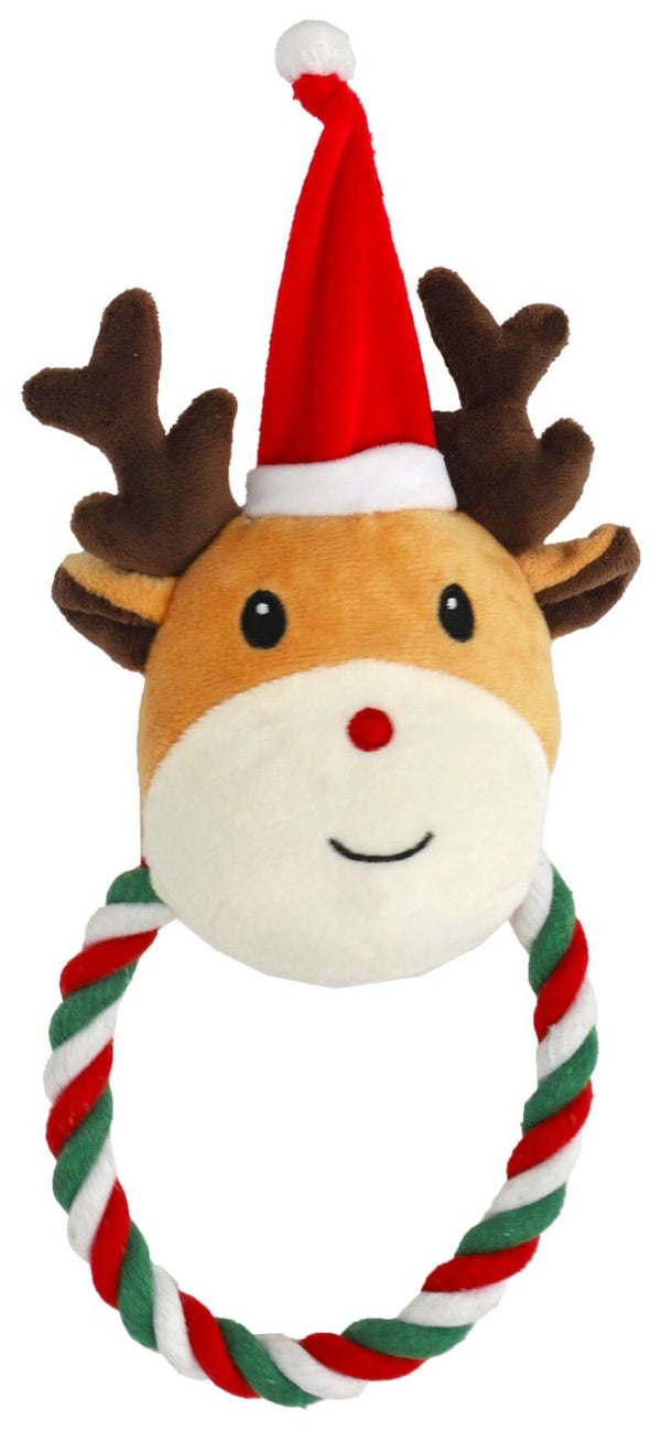 Rendier Met Kerstmuts En Flosstouw