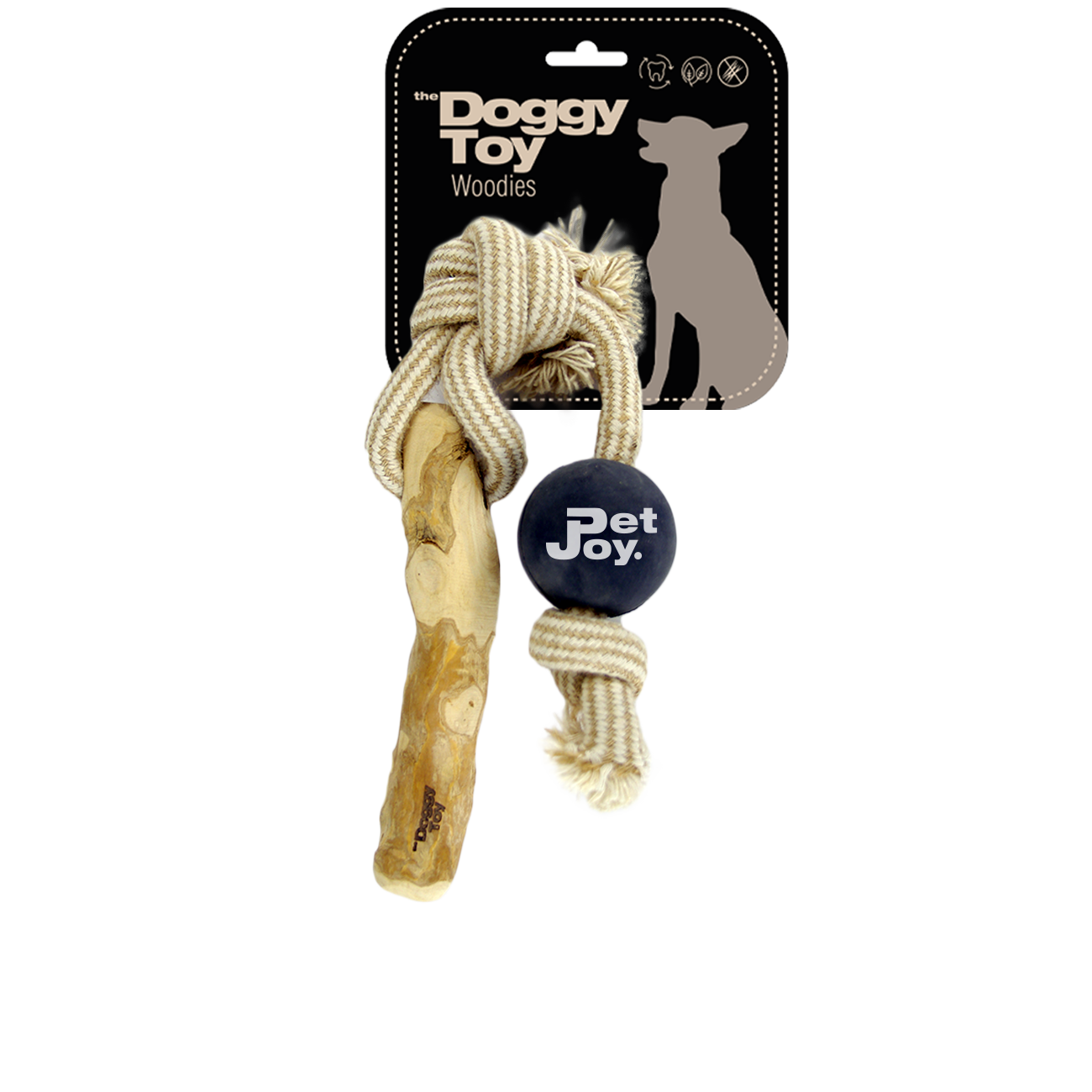 The Doggy Toy Woodies Bal Met Stick