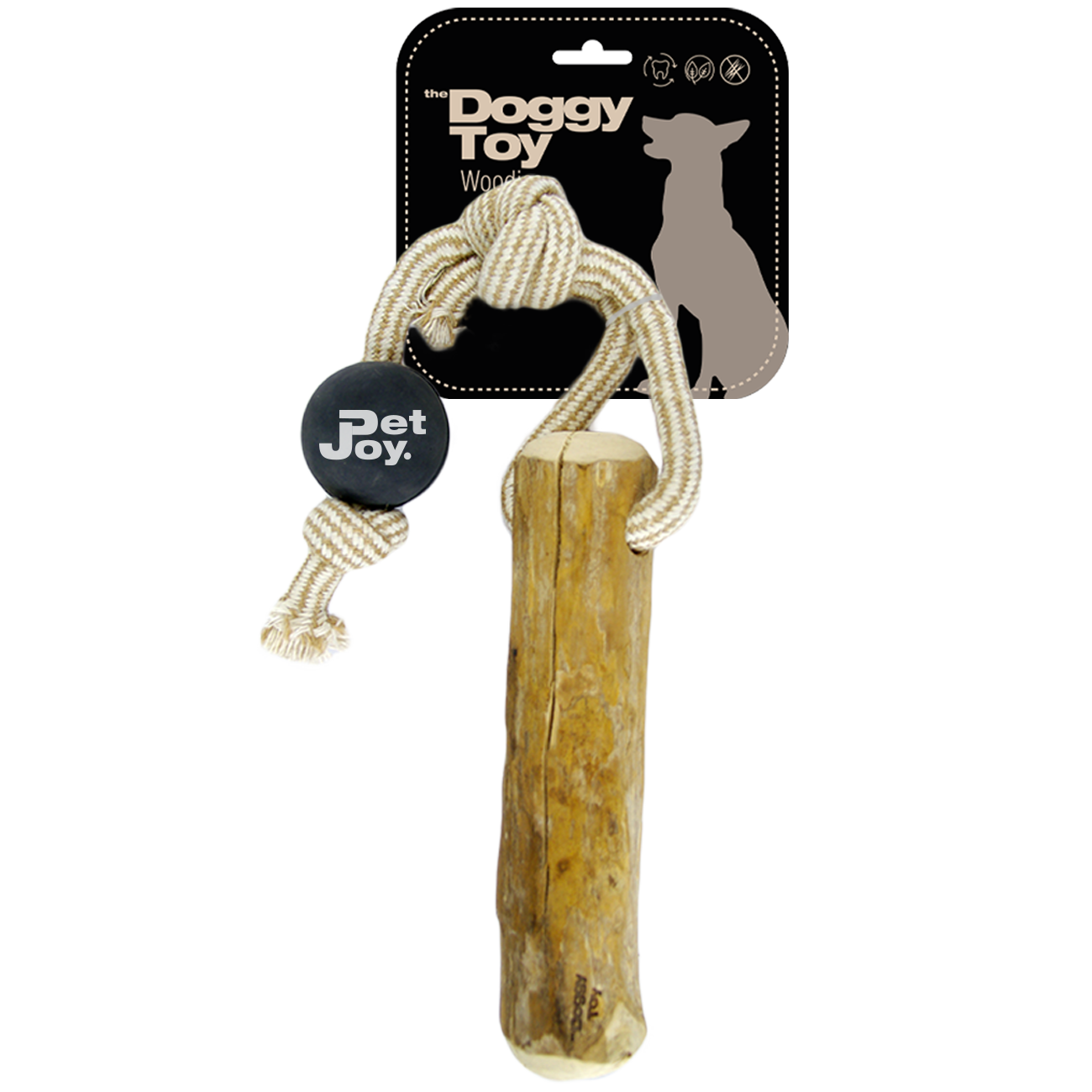 The Doggy Toy Woodies Bal Met Stick