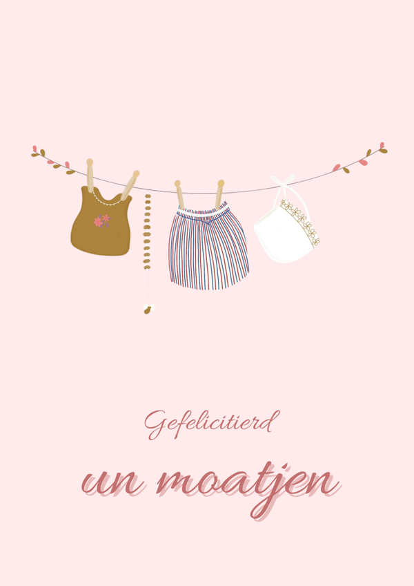 felicitatiekaart 'moatjen' waslijn