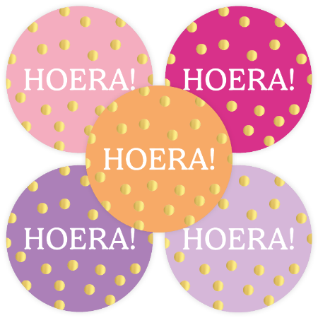 Sticker | Hoera Gouden Stippen | 5 stuks