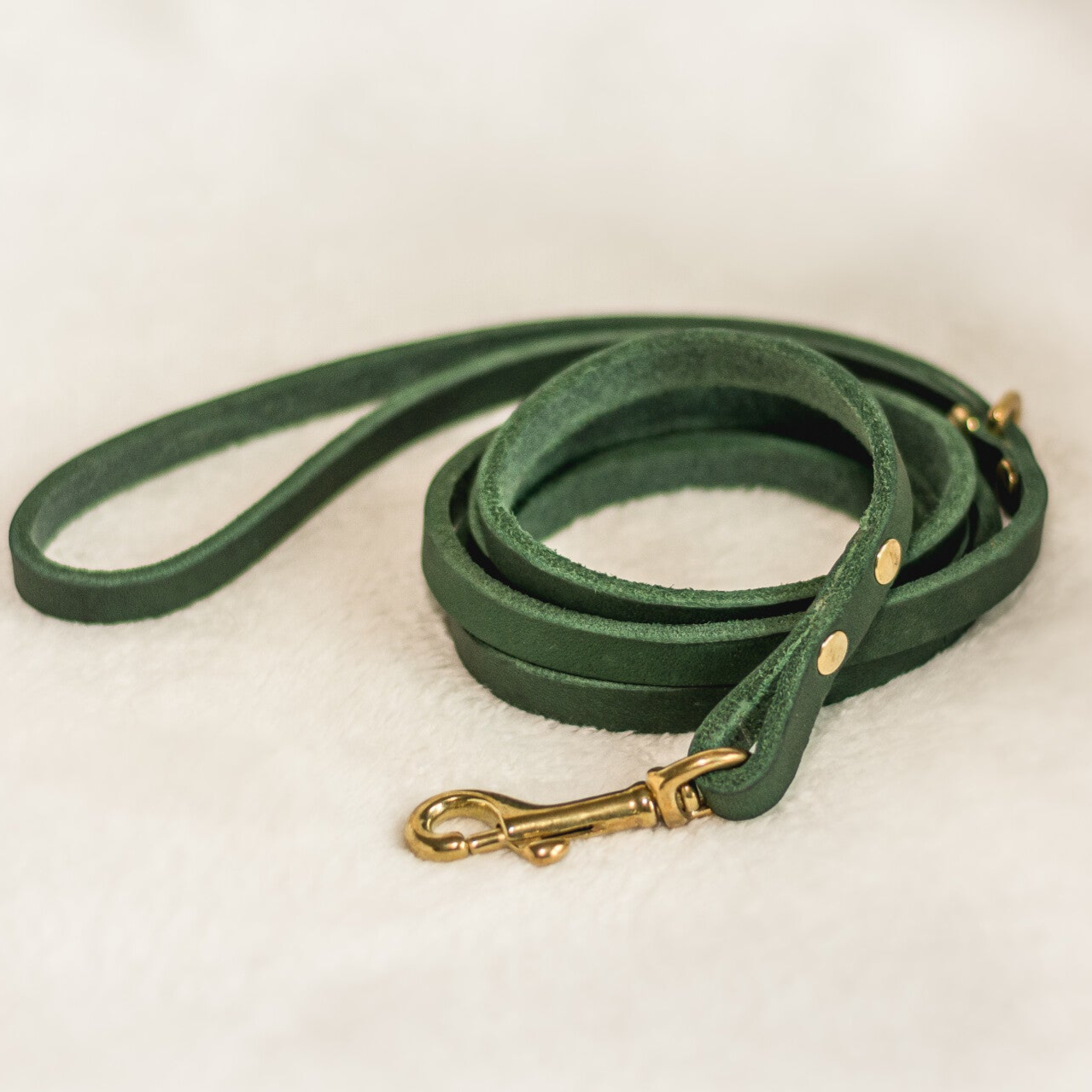 Forest - Luxe Lederen Hondenriem Groen