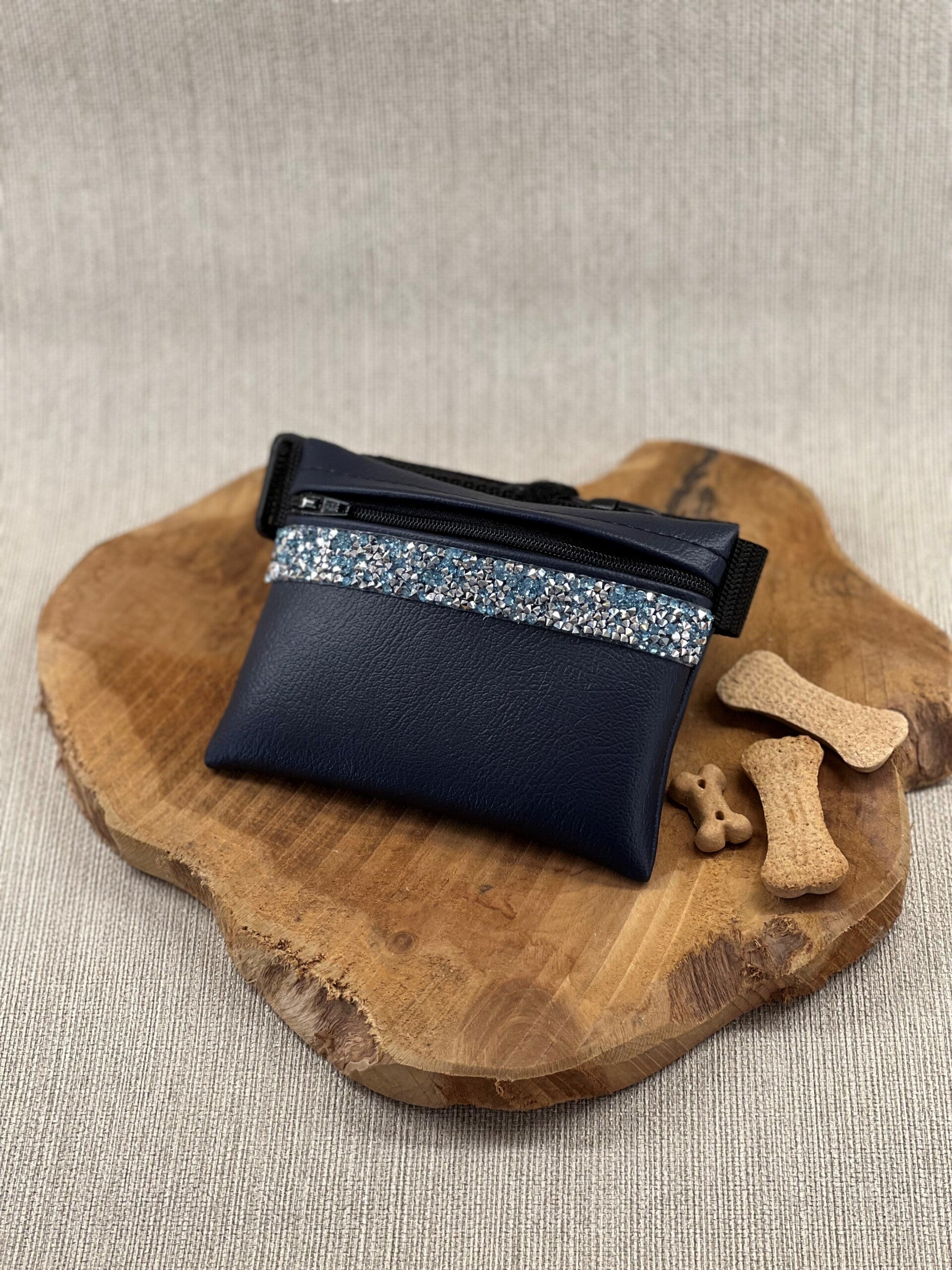 Treat bag - Dark Blue with Light Blue & Silver Strass Stones