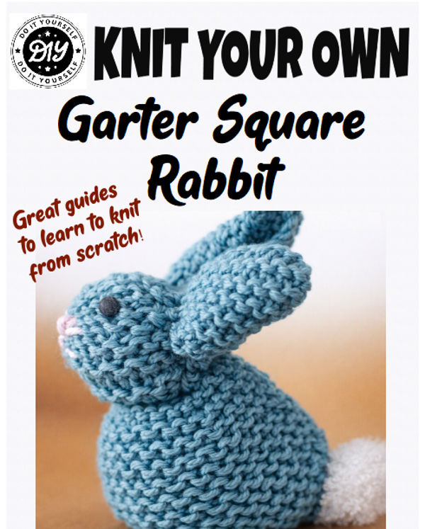 DIY Learn to Knit - Garter Square Rabbit