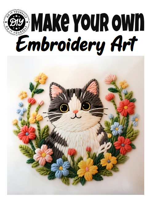 DIY Cute Cat Embroidery Art