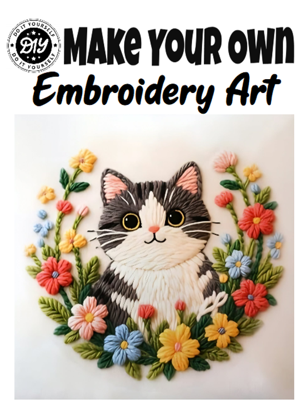 DIY Cute Cat Embroidery Art