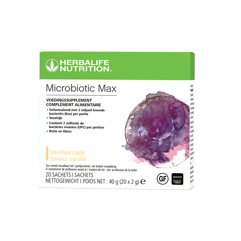 173K NIEUW Microbiotic Max vanille 20 zakjes van 2 gr