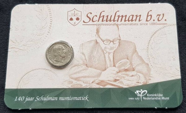 140 jaar Schulman 2020 in coincard met zilveren 5 guldencent 1879