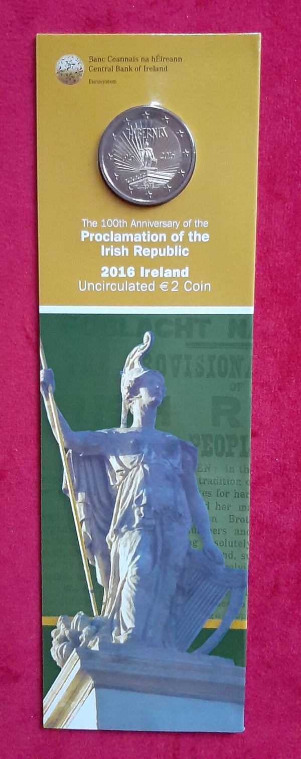2 euro Ierland 2016 Paasopstand UNC in boekenlegger coincard