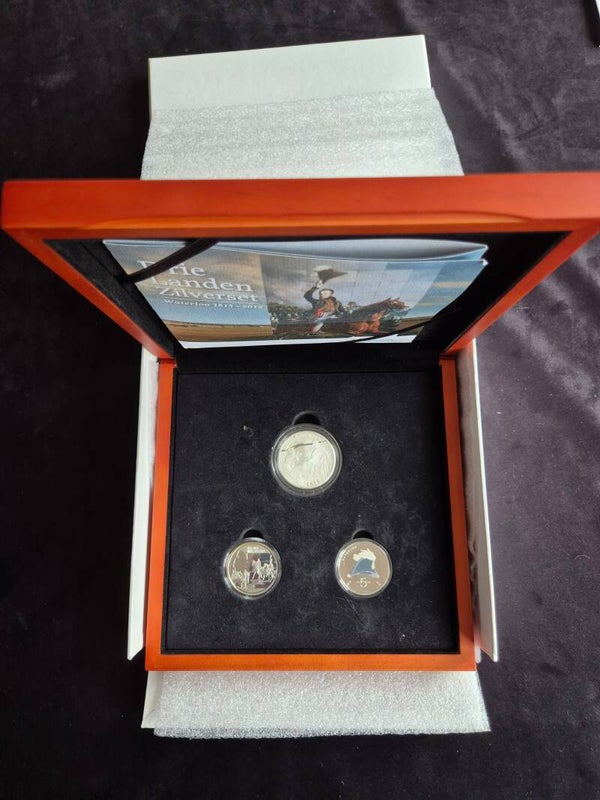 Nederland 2015 Waterloo Vijfje Drie Landen Zilverset PROOF