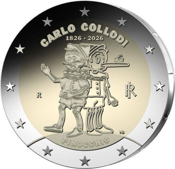2 euro Italie 2026 Pinocchio (Carlo Collodi) FDC / UNC