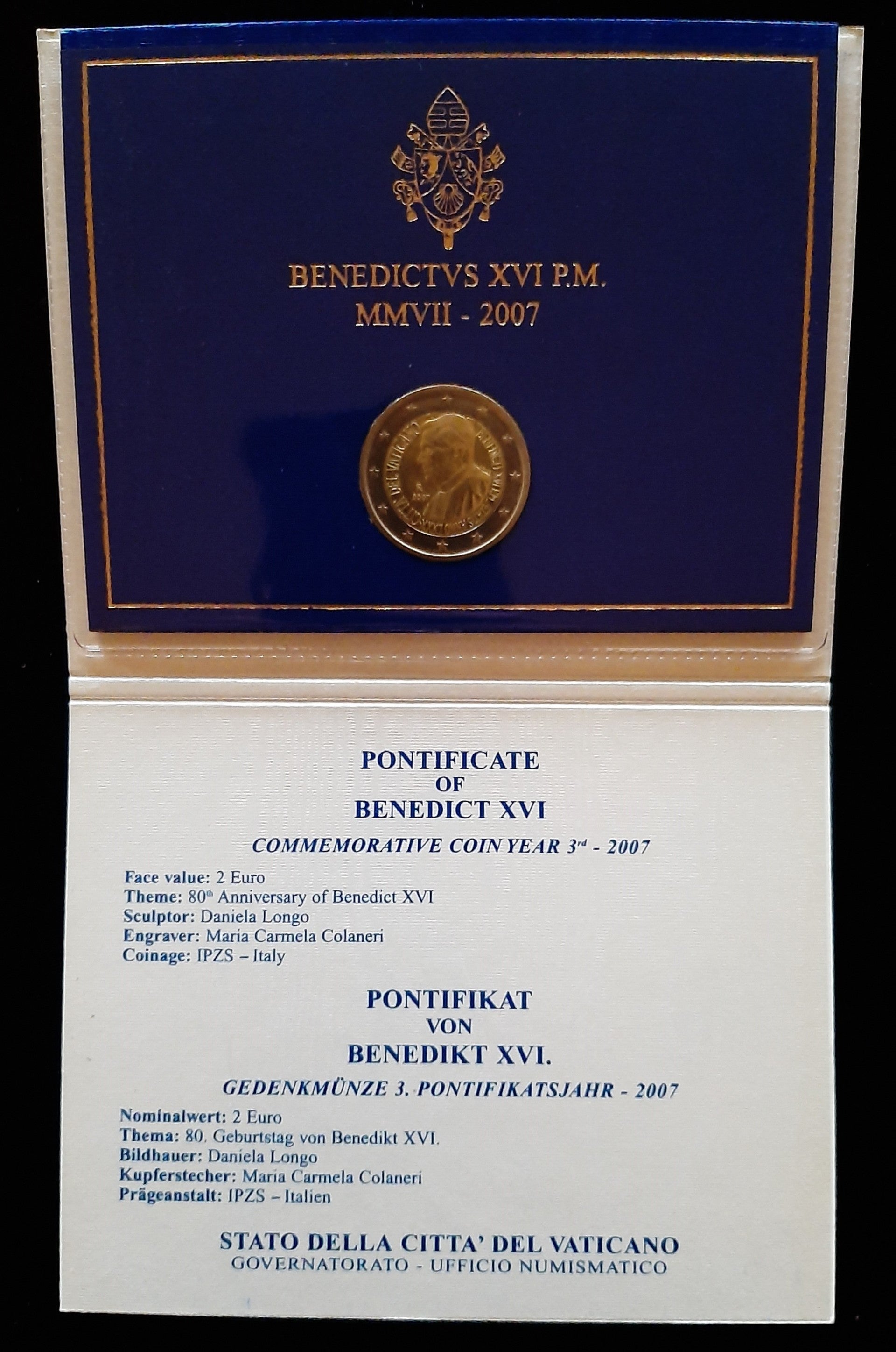 2 euro Vaticaan 2007 Paus Benedictus BU blister | Bildtmunt