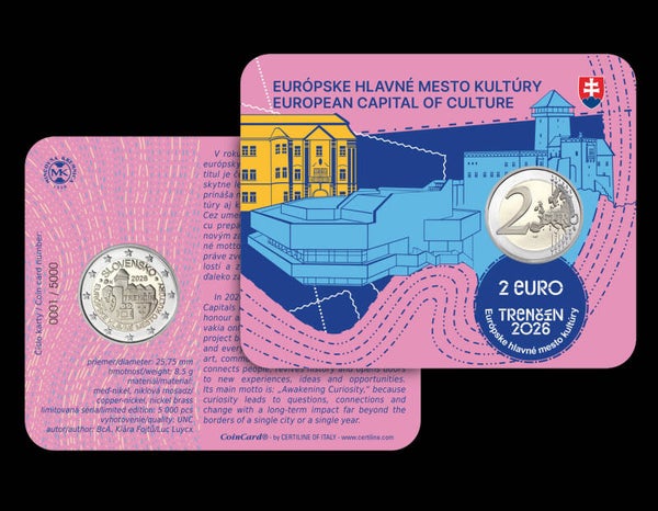 2 euro Slowakije 2026 De stad Trenčin, Kultuurhoofdstad BU coincard