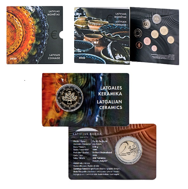BU set Letland 2020 + 2 euro Letland in coincard Combinatieset