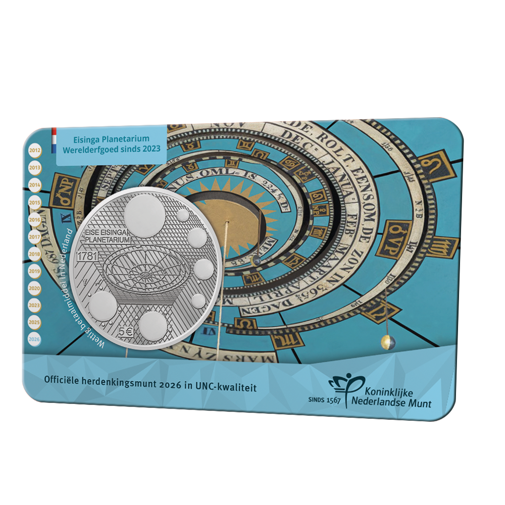 5 euro Nederland 2026 Eise Eisinga Planetarium Vijfje UNC in coincard