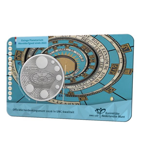 5 euro Nederland 2026 Eise Eisinga Planetarium Vijfje UNC in coincard
