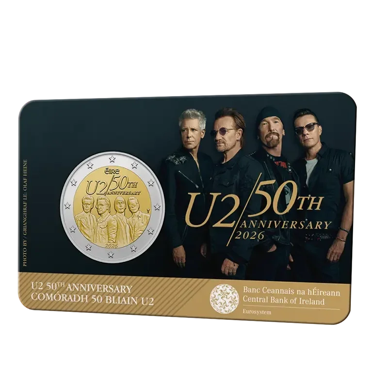 2 euro Ierland 2026 50 Jaar U2 BU in coincard