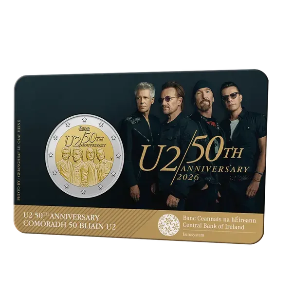 2 euro Ierland 2026 50 Jaar U2 BU in coincard