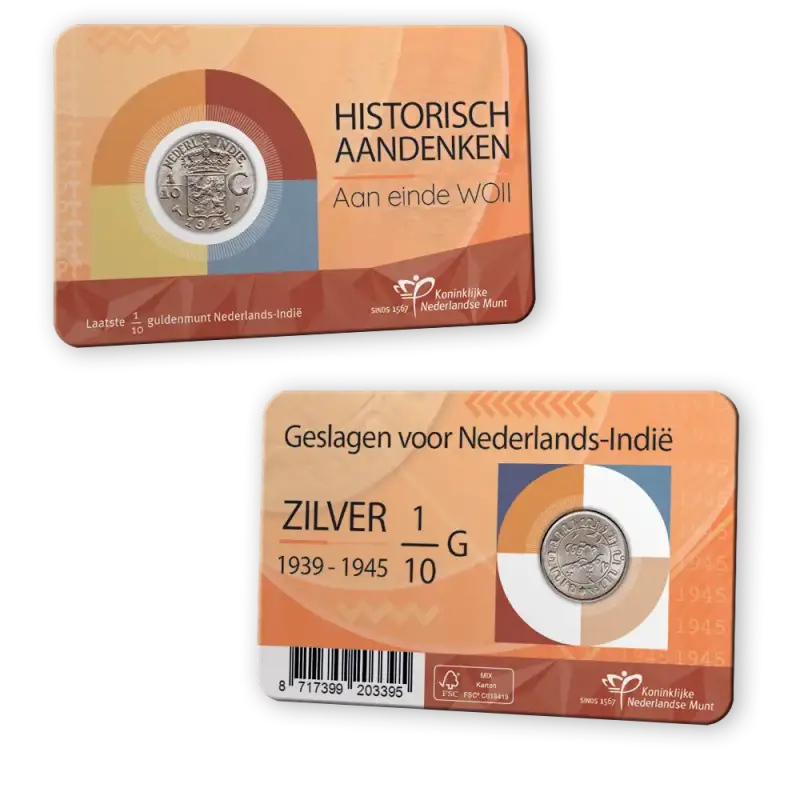 1/10de Gulden Nederlands-Indië 1941S in coincard
