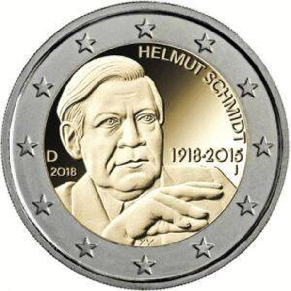 2 euro Duitsland 2018 Helmut Schmidt ADFGJ UNC