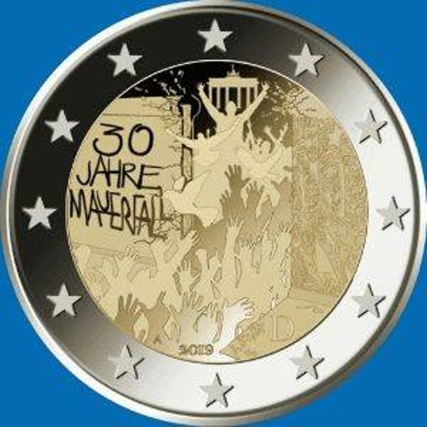 2 euro Duitsland 2019 Val van de Muur ADFGJ UNC