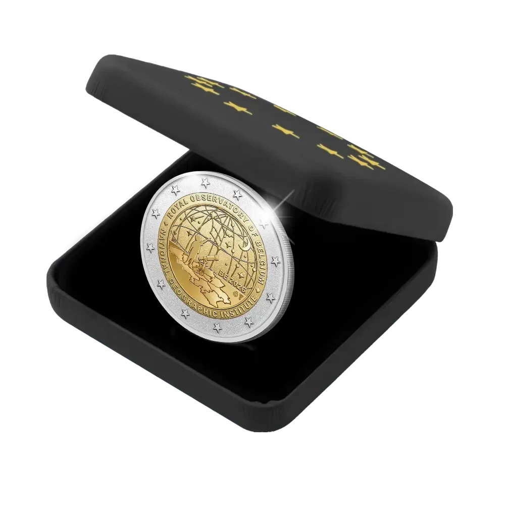 2 euro België 2026 ‘50 jaar Nationaal Geografisch Instituut & 200 jaar Koninklijke Sterrenwacht van België’ Reverse PROOF