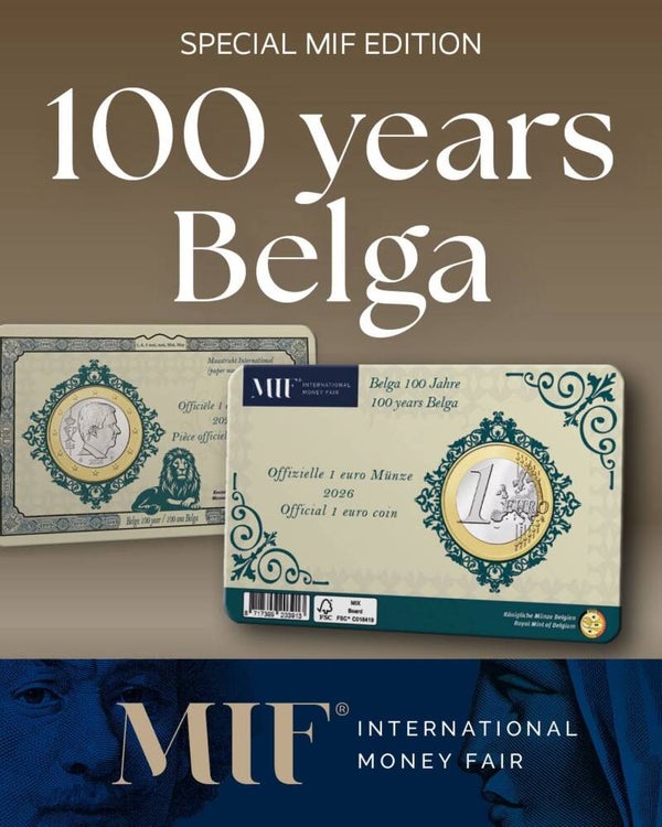 Belgie 2026 1 euro 100 jaar Belga MIF in coincard