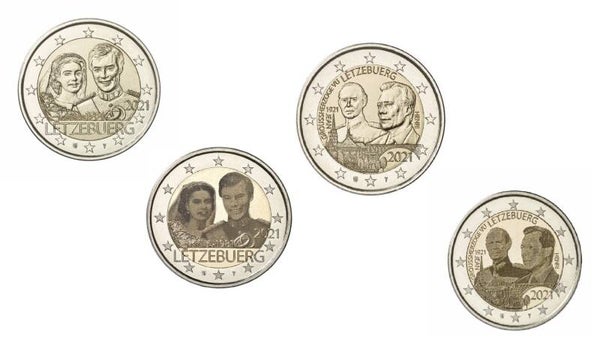 DUBBELE SET 2 euro Luxemburg 2021 huwelijk en Jean Relief en Foto UNC