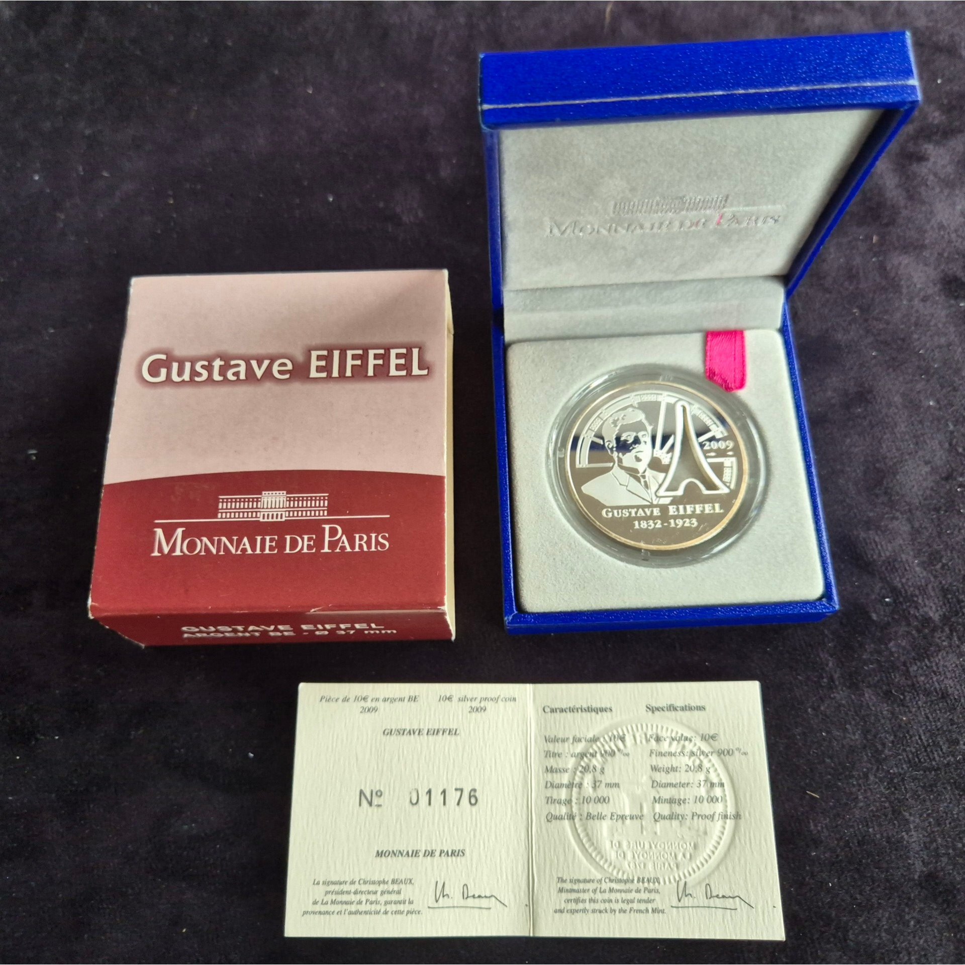 10 euro Frankrijk 2009 Gustav Eiffel Zilver PROOF