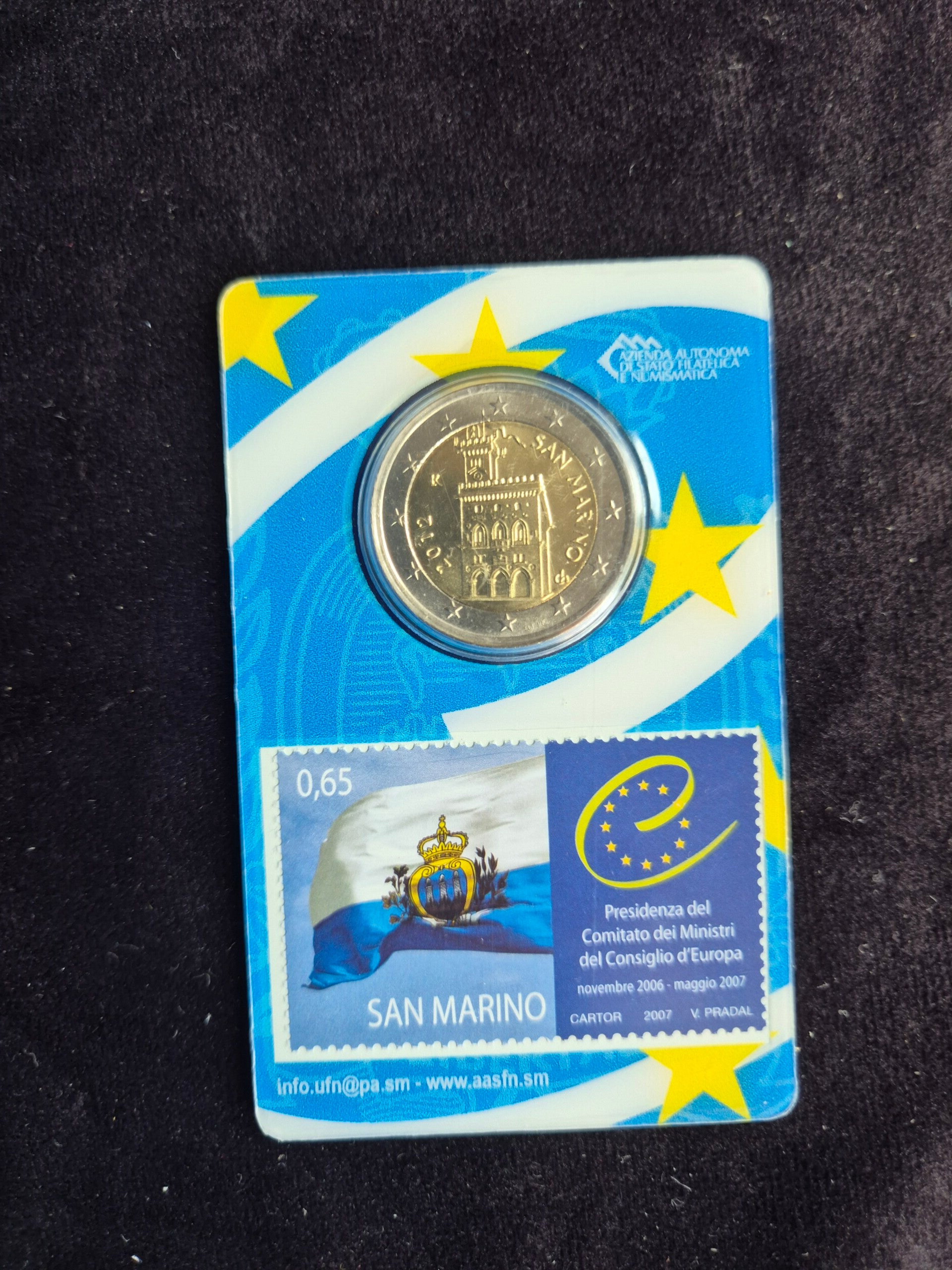 2 euro San Marino 2012 met postzegel in coincard