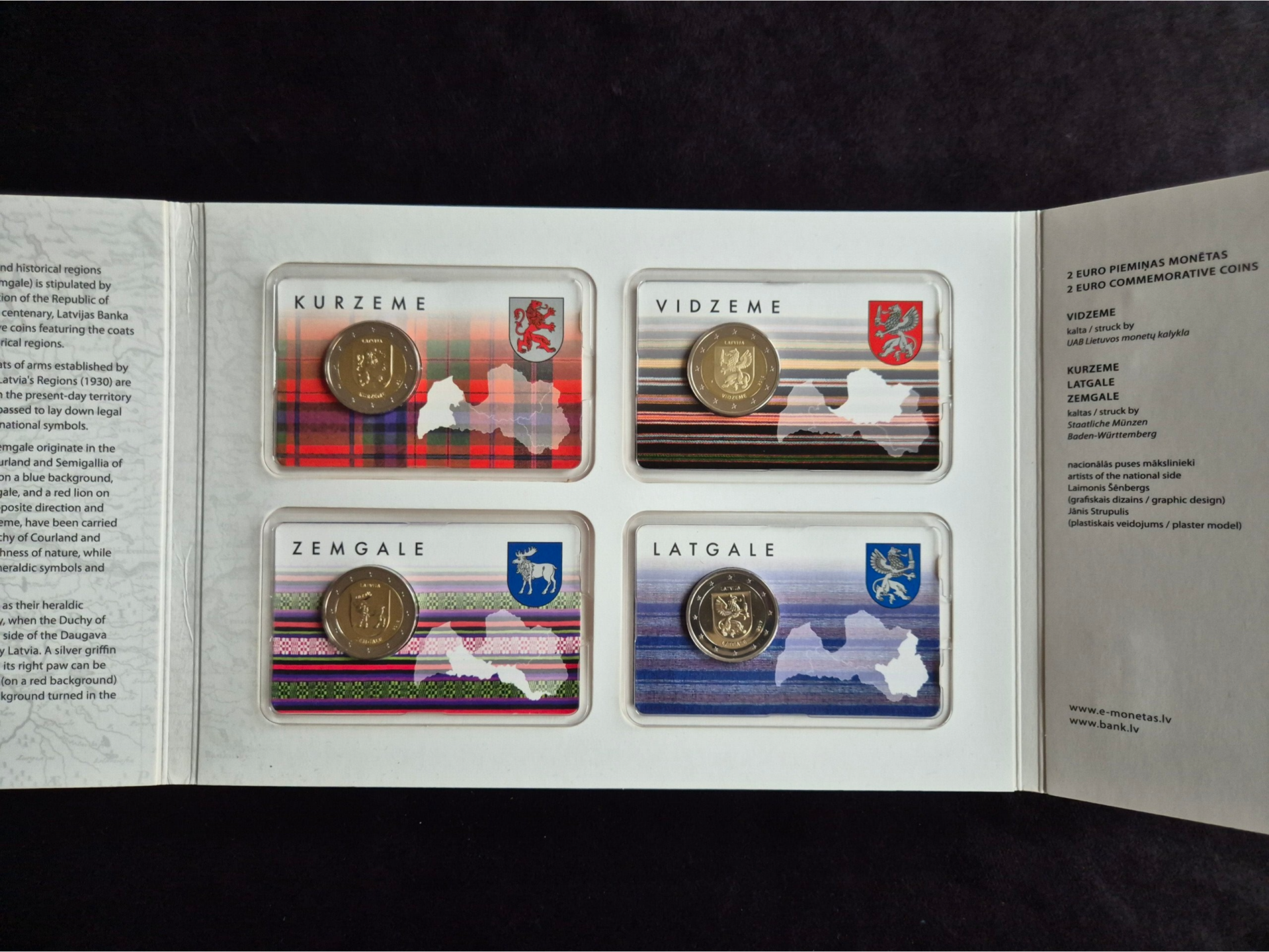 2 euro Letland 2016-2018 Letse regios coincards in originele map