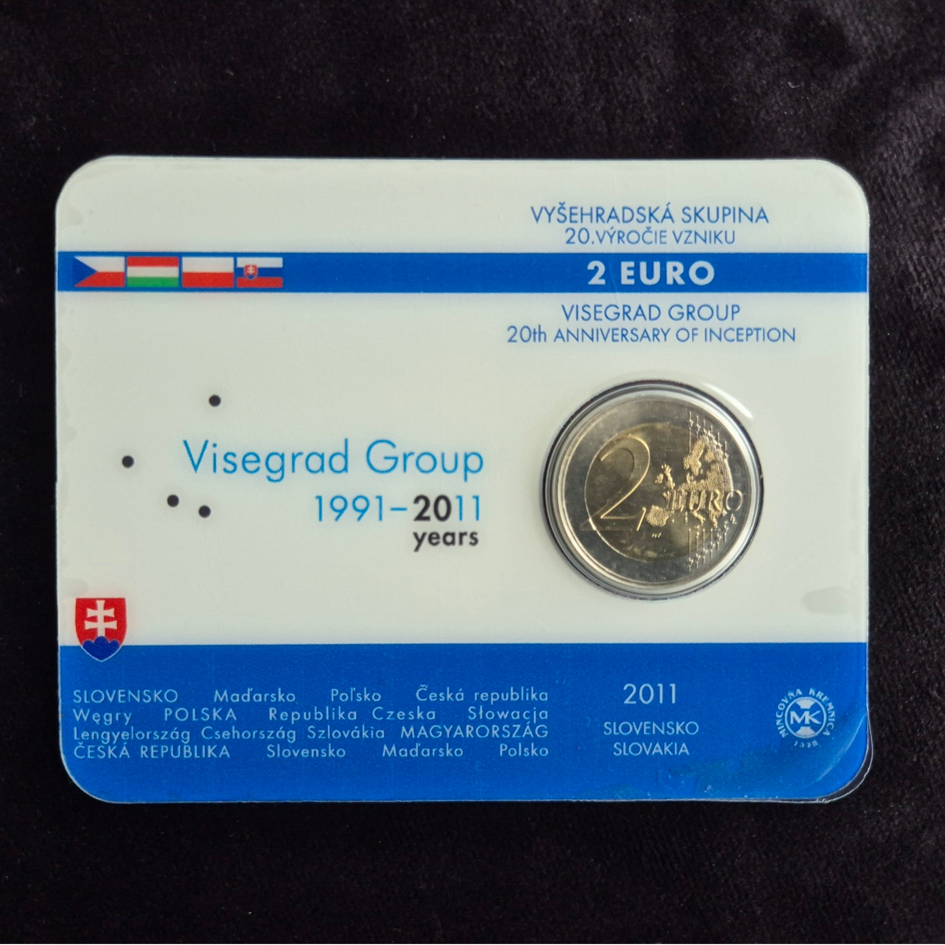 2 euro Slowakije 2011 Visegradgroep BU coincard auteurskaart Ronai