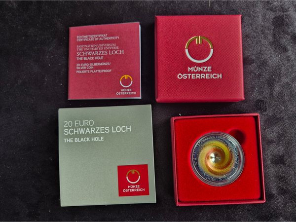 20 euro Oostenrijk 2022 The Black Hole - Zwarte gat Zilver PROOF