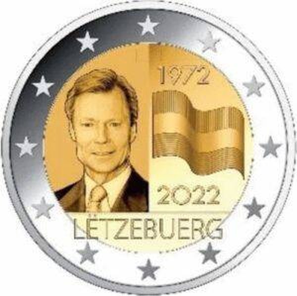 2 euro Luxemburg 2022 50 jaar Luxemburgse vlag UNC