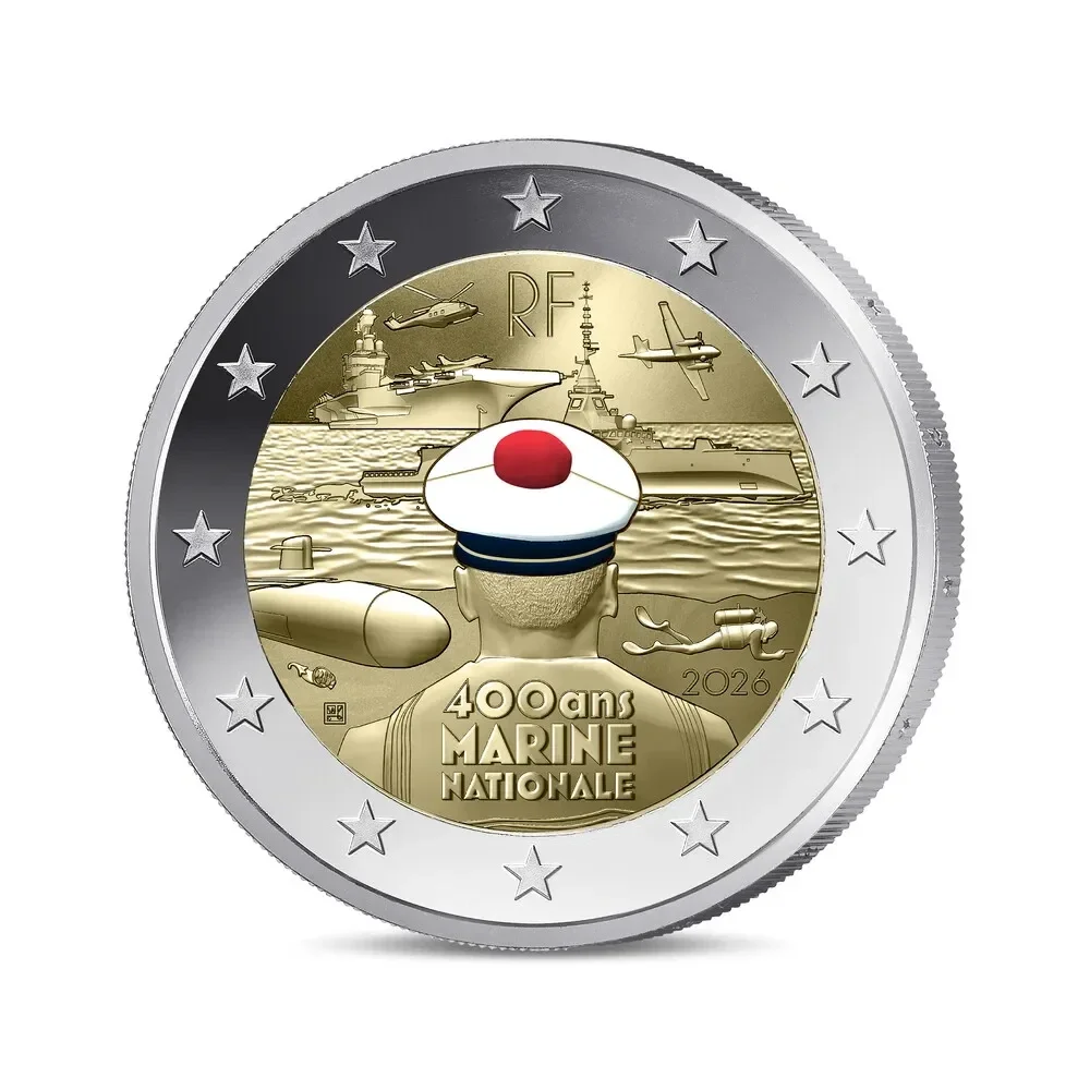 2 euro Frankrijk 2026 400 jaar Franse Marine PROOF in kleur