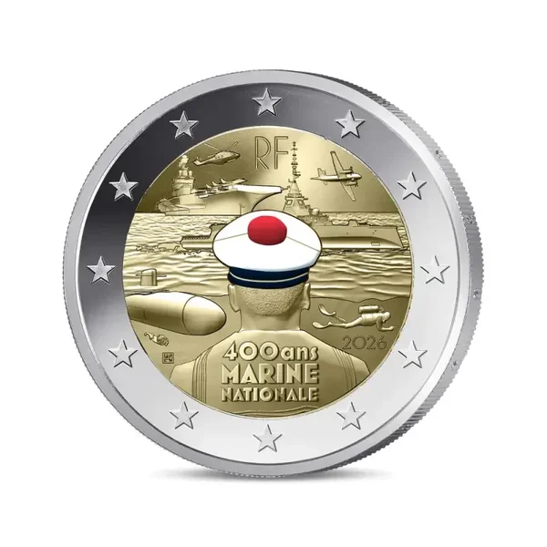 2 euro Frankrijk 2026 400 jaar Franse Marine PROOF in kleur