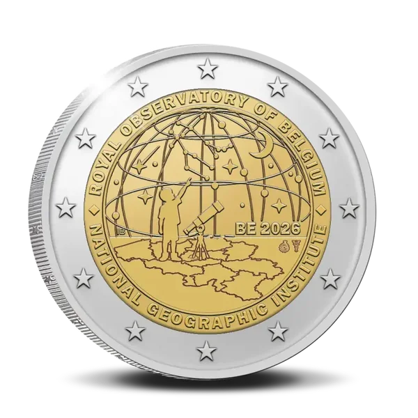 2 euro België 2026 ‘50 jaar Nationaal Geografisch Instituut & 200 jaar Koninklijke Sterrenwacht van België’ UNC
