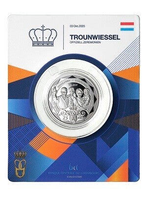 25 euro Luxemburg 2026 Troonsbestijging Groothertog Guillaume Zilver PROOF