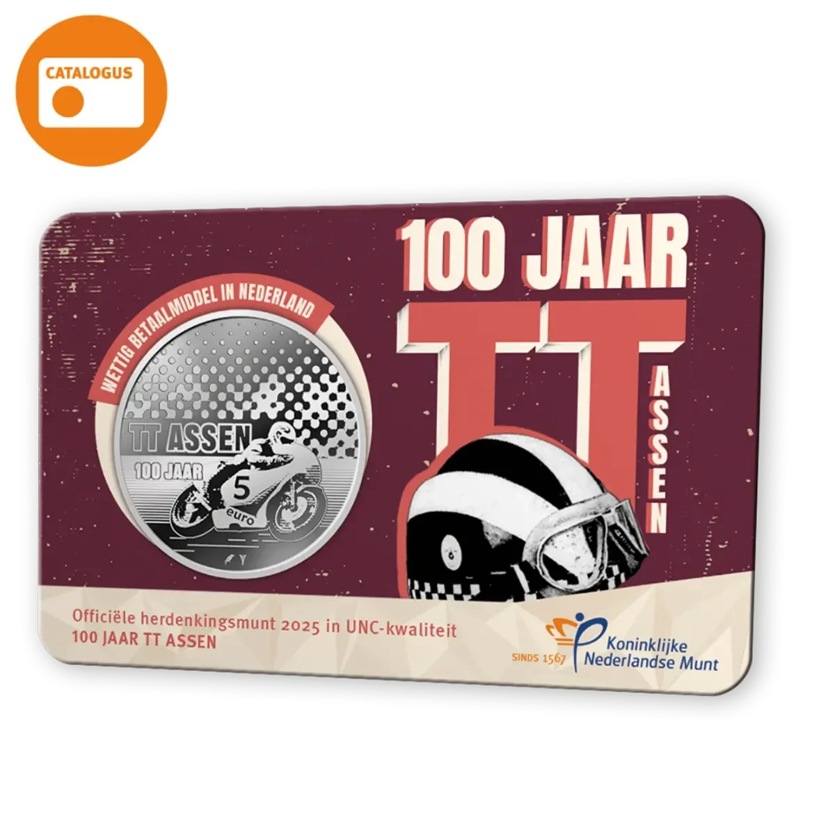 5 euro Nederland 2025 100 jaar TT assen Vijfje UNC in coincard