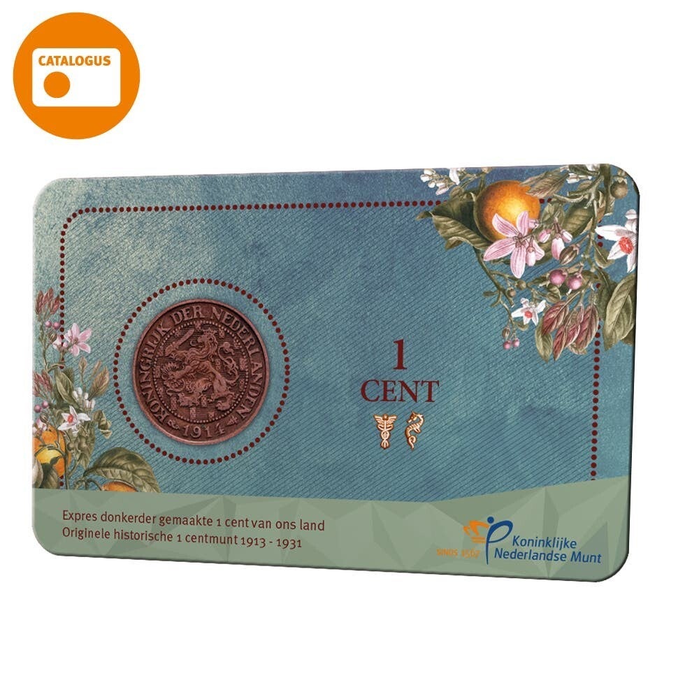 Wilhelmina 1 cent 1918 in coincard