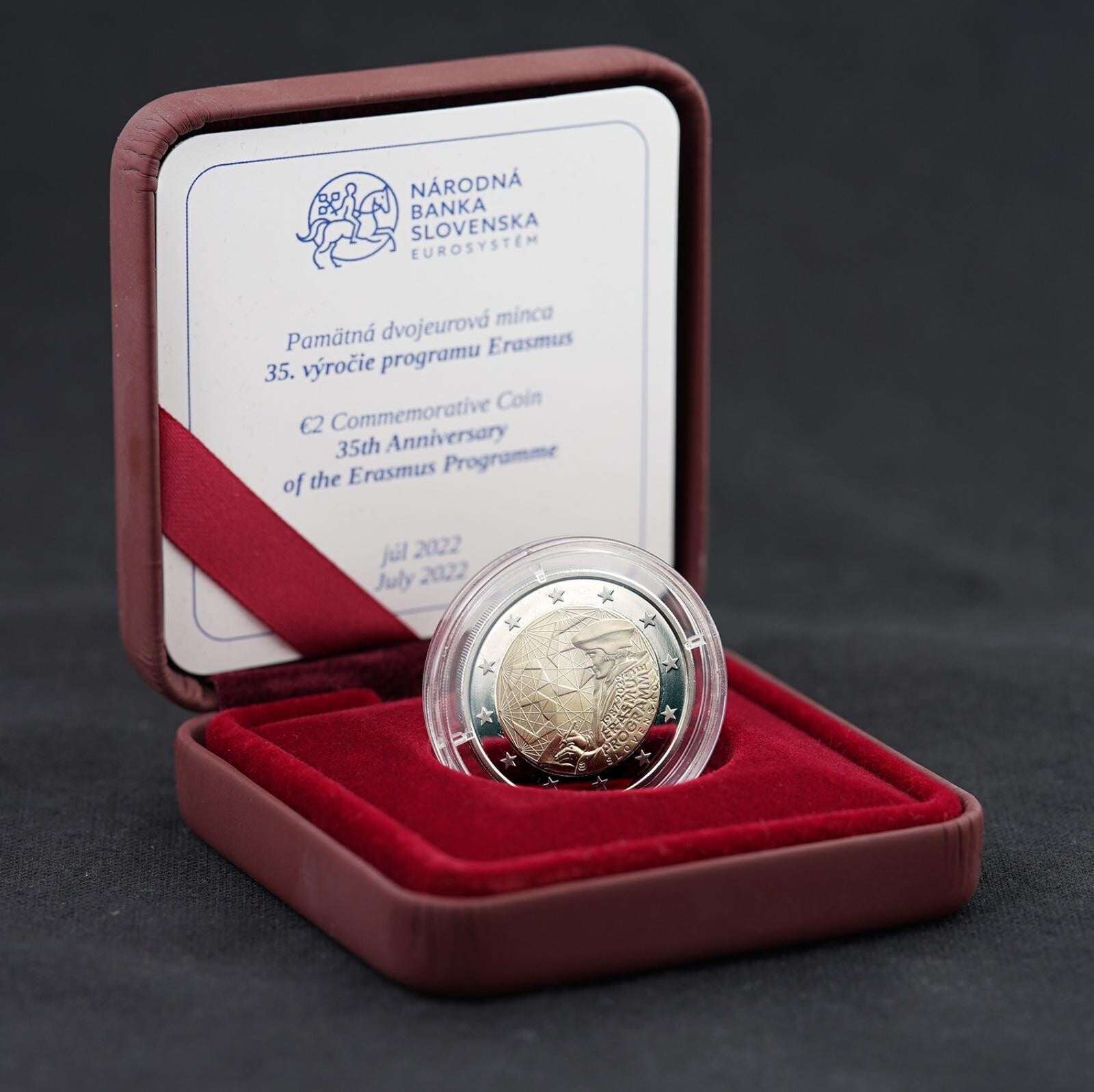 2 euro Slowakije 2022 Erasmus PROOF