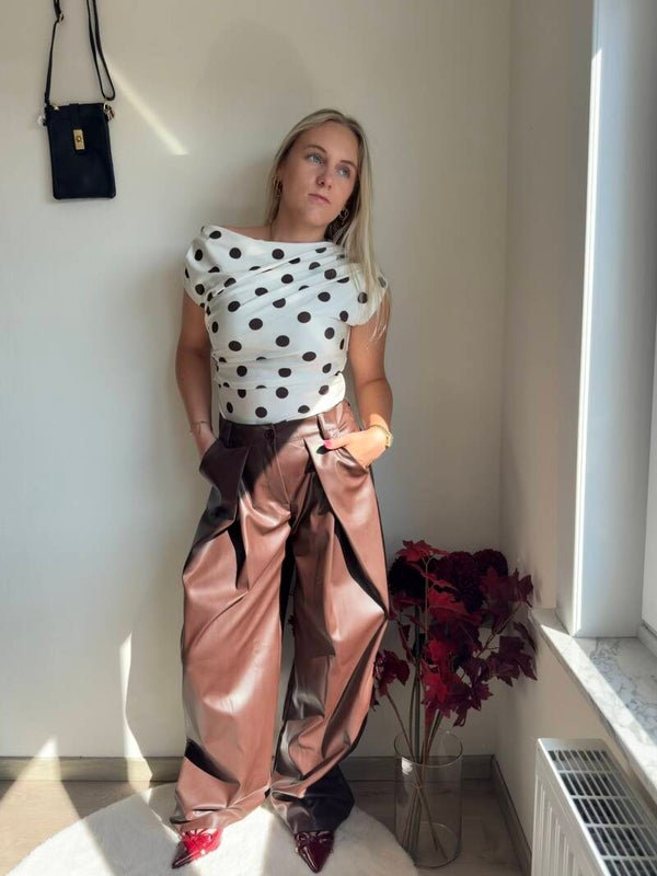 BROWN LEATHER MEGHAN TROUSERS