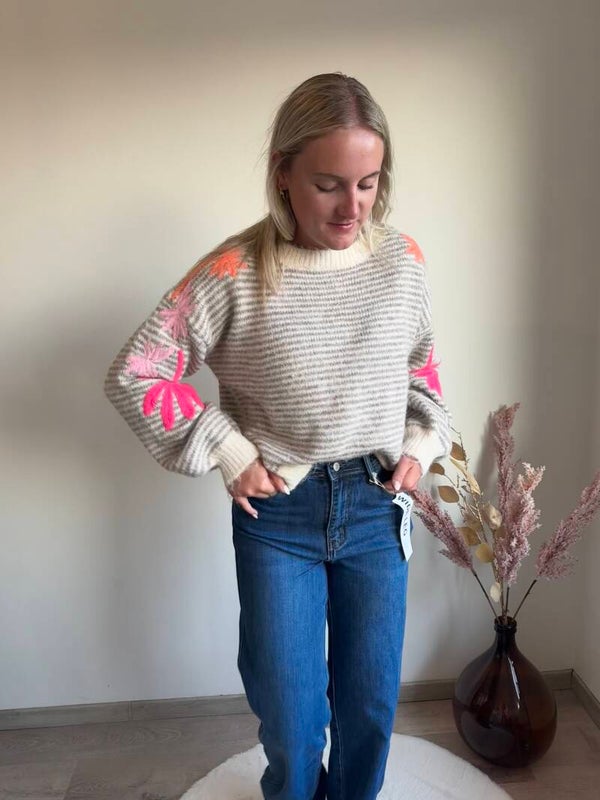 BOHO KNIT CREME STRIPES