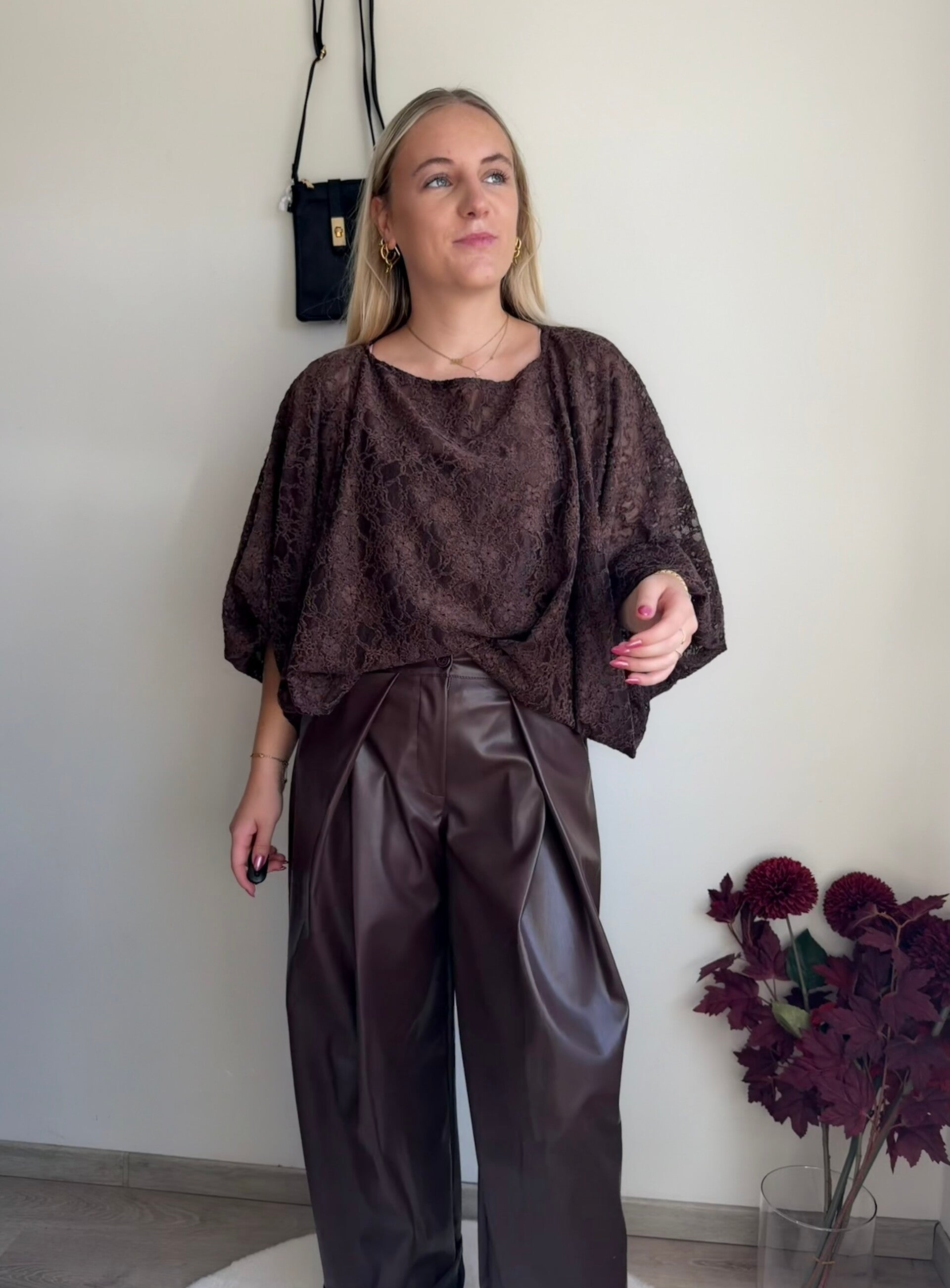 BROWN MADISON LACE BLOUSE
